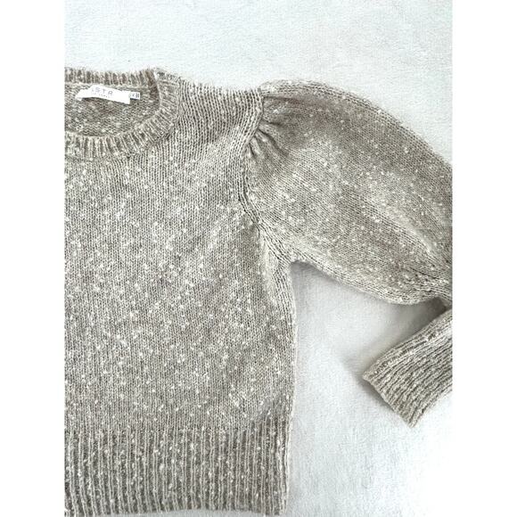 ASTR the Label Bexley Beige Puff Shoulder Sweater Crop Pullover XL Wool Alpaca - Picture 5 of 7